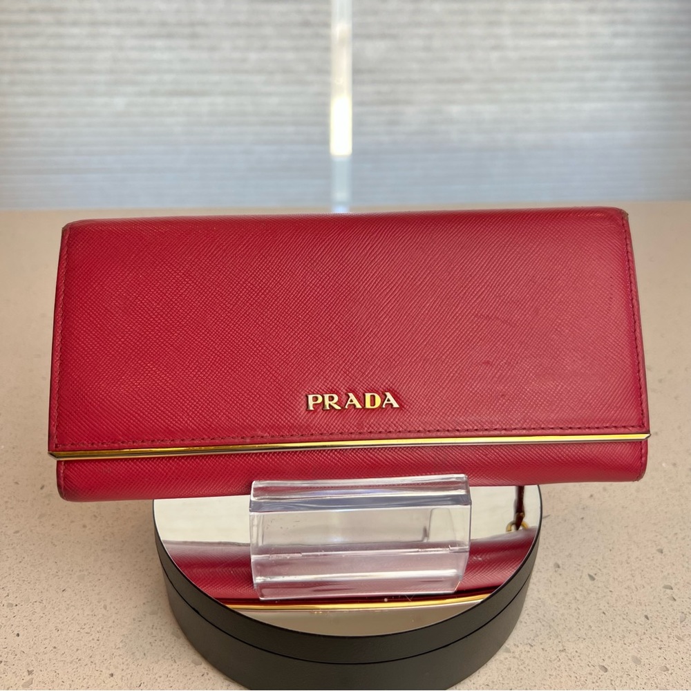 Authentic Prada Peonia Saffiano Metal Wallet